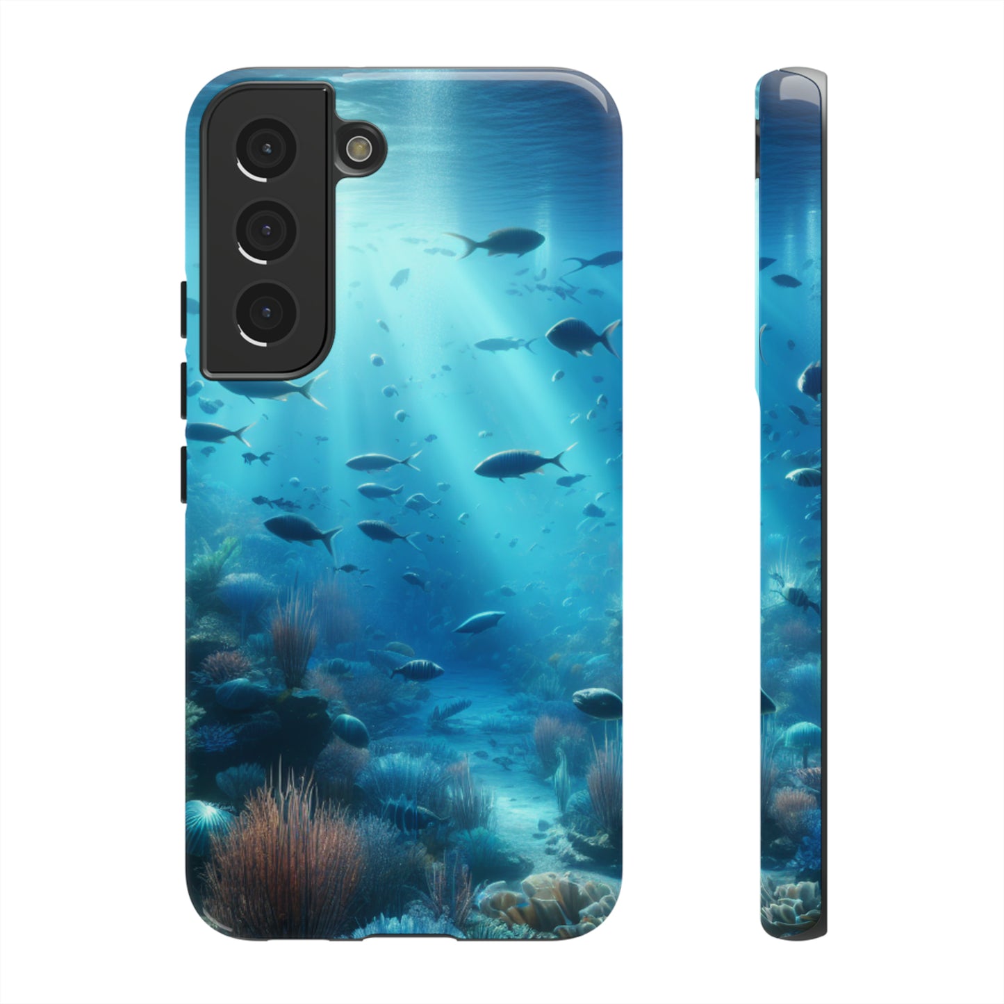 Fish swimming in an ocean Tough phone Cases. Ideal for marine lovers, mom, day, grandparents, birthdays