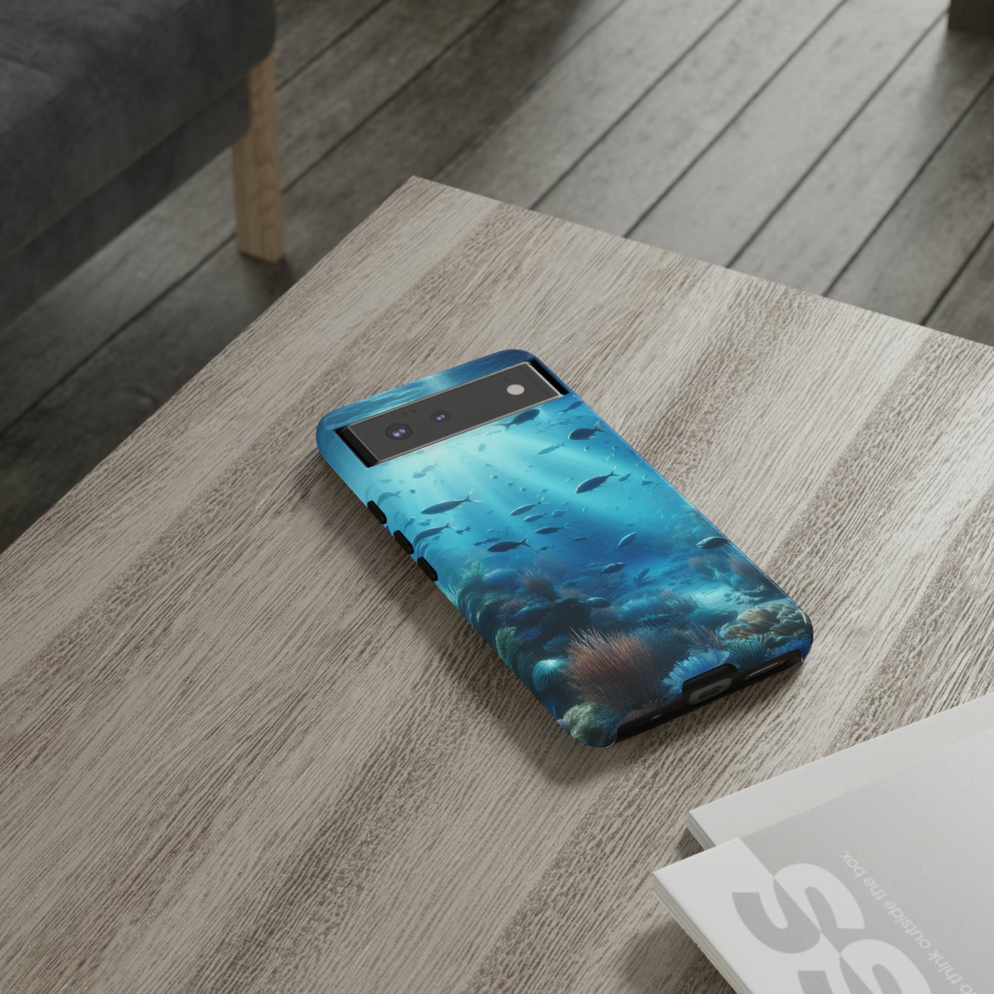 Fish swimming in an ocean Tough phone Cases. Ideal for marine lovers, mom, day, grandparents, birthdays