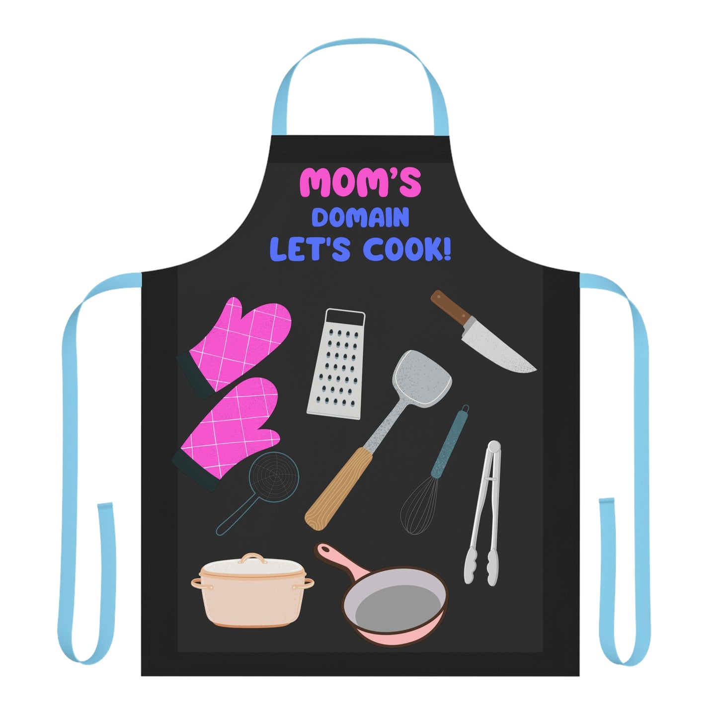 Mom's Domain Apron, 5-Color Straps.  Great gift for Mothers, Grandmothers and Daughters