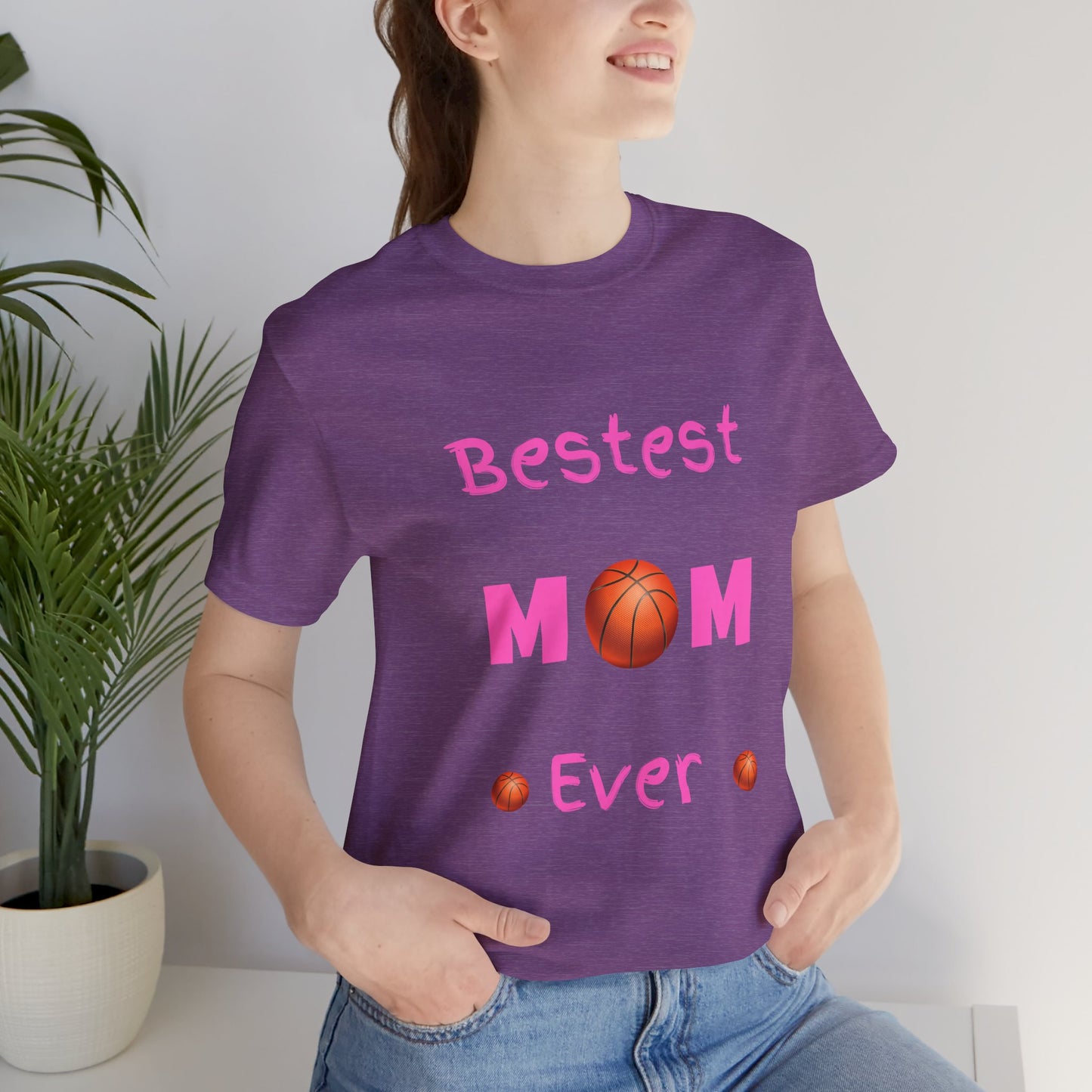 Bestest Basketball Mom Unisex Jersey Short Sleeve Tee. A gift for moms, grandmothers, sisters, and daughters