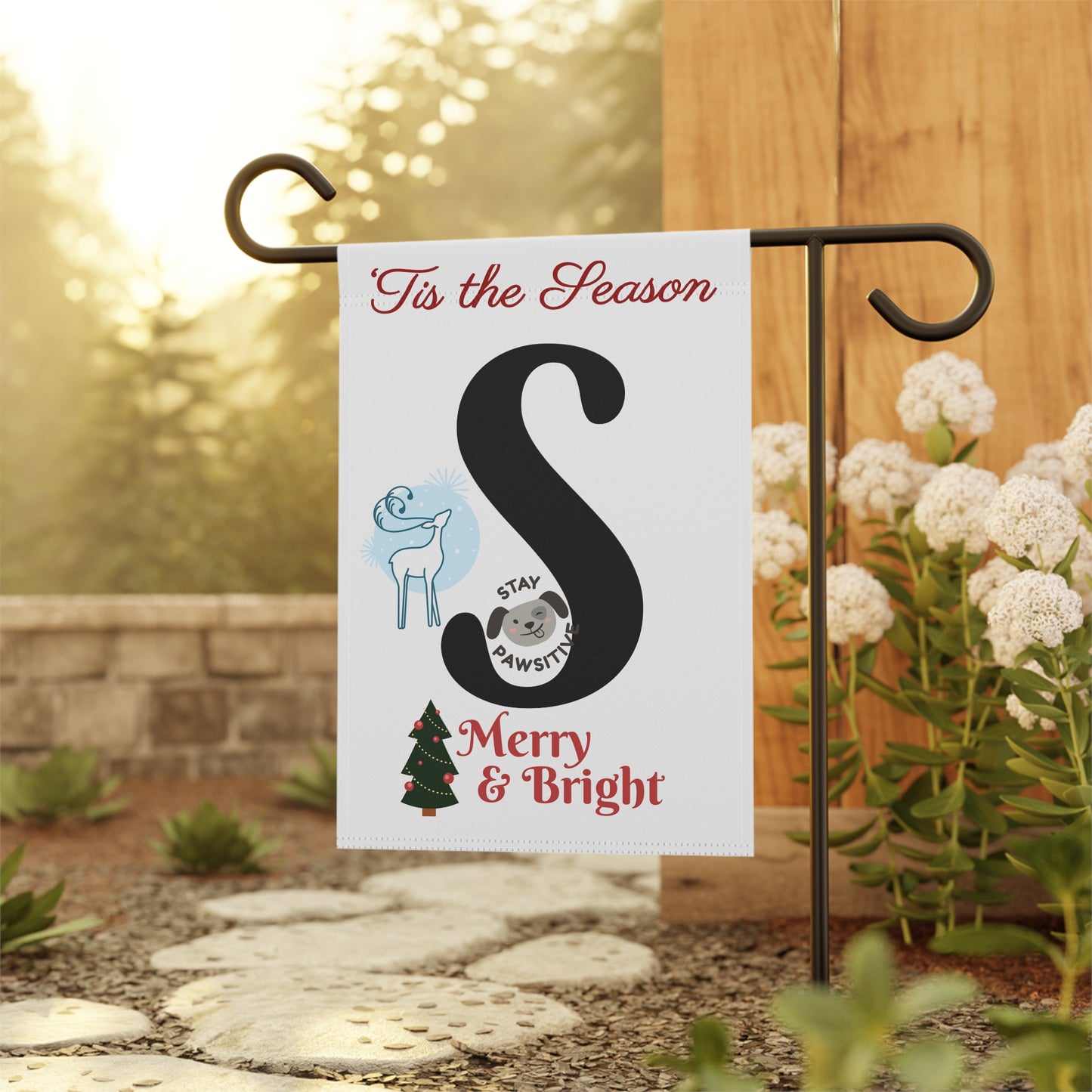 S Monogram Garden & House Banner -Stay Pawsitive