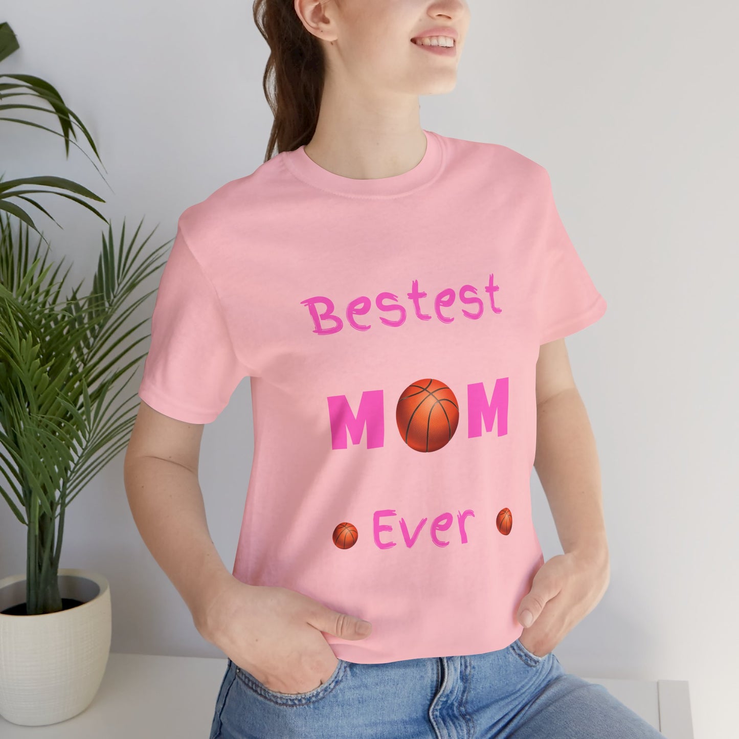 Bestest Basketball Mom Unisex Jersey Short Sleeve Tee. A gift for moms, grandmothers, sisters, and daughters