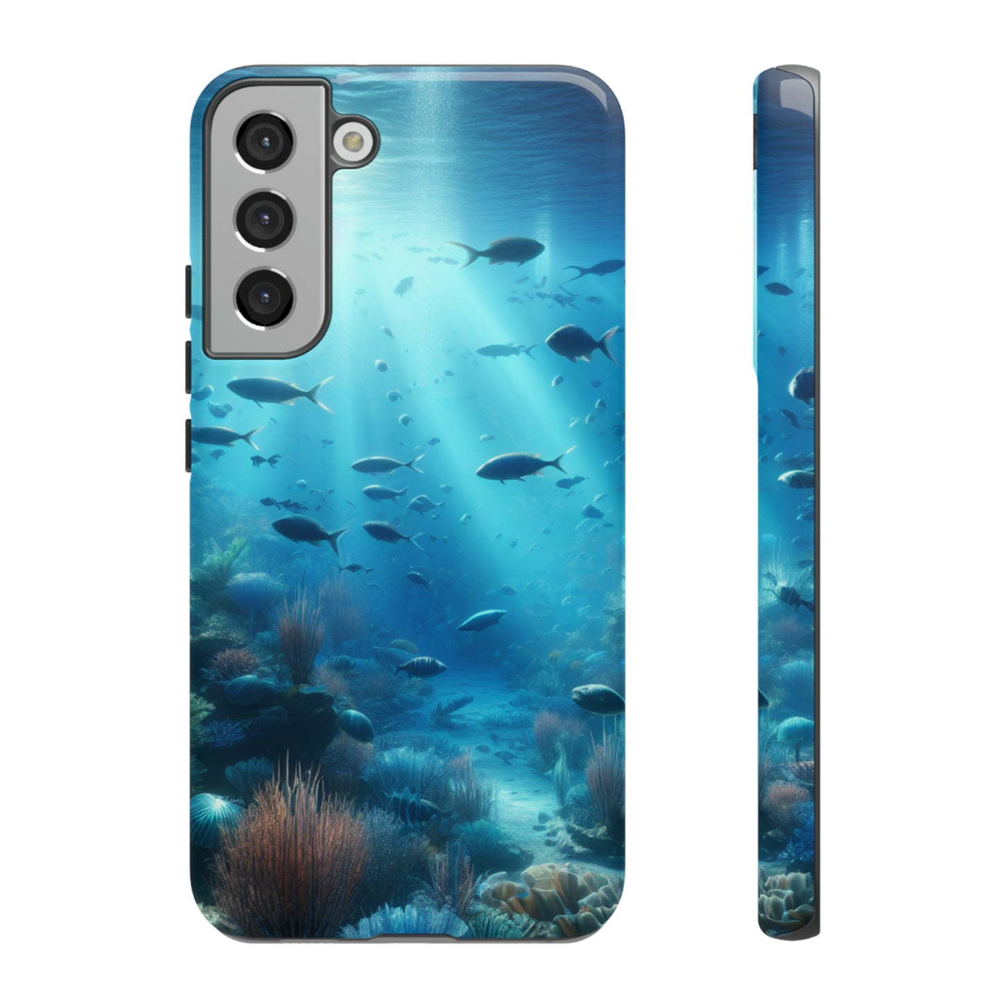 Fish swimming in an ocean Tough phone Cases. Ideal for marine lovers, mom, day, grandparents, birthdays