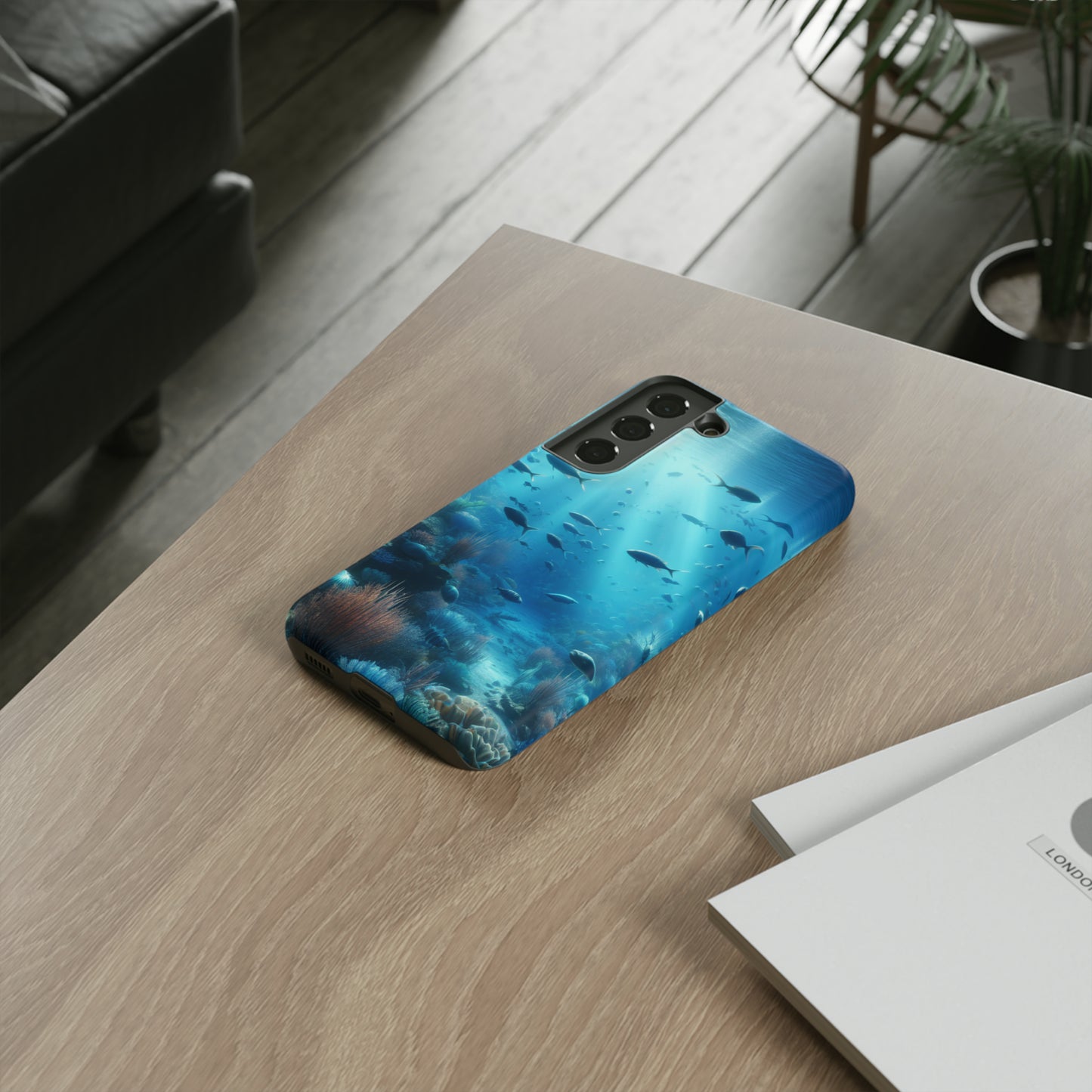 Fish swimming in an ocean Tough phone Cases. Ideal for marine lovers, mom, day, grandparents, birthdays