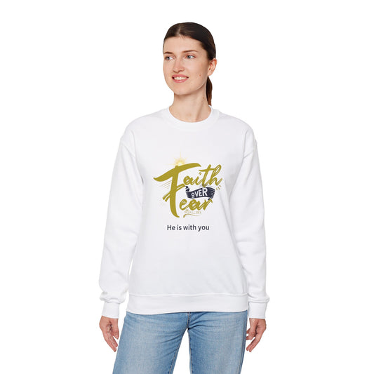 Faith Over Fear Unisex Heavy Blend™ Crewneck Sweatshirt. Great gift for family, friends, and workers.