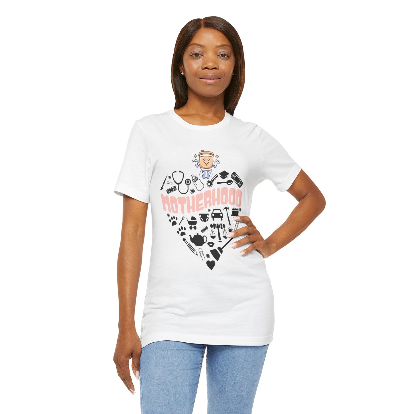 Motherhood Jersey Short Sleeve Tee. Great gift for Mothers, Grandmothers, Daughters and family and friends