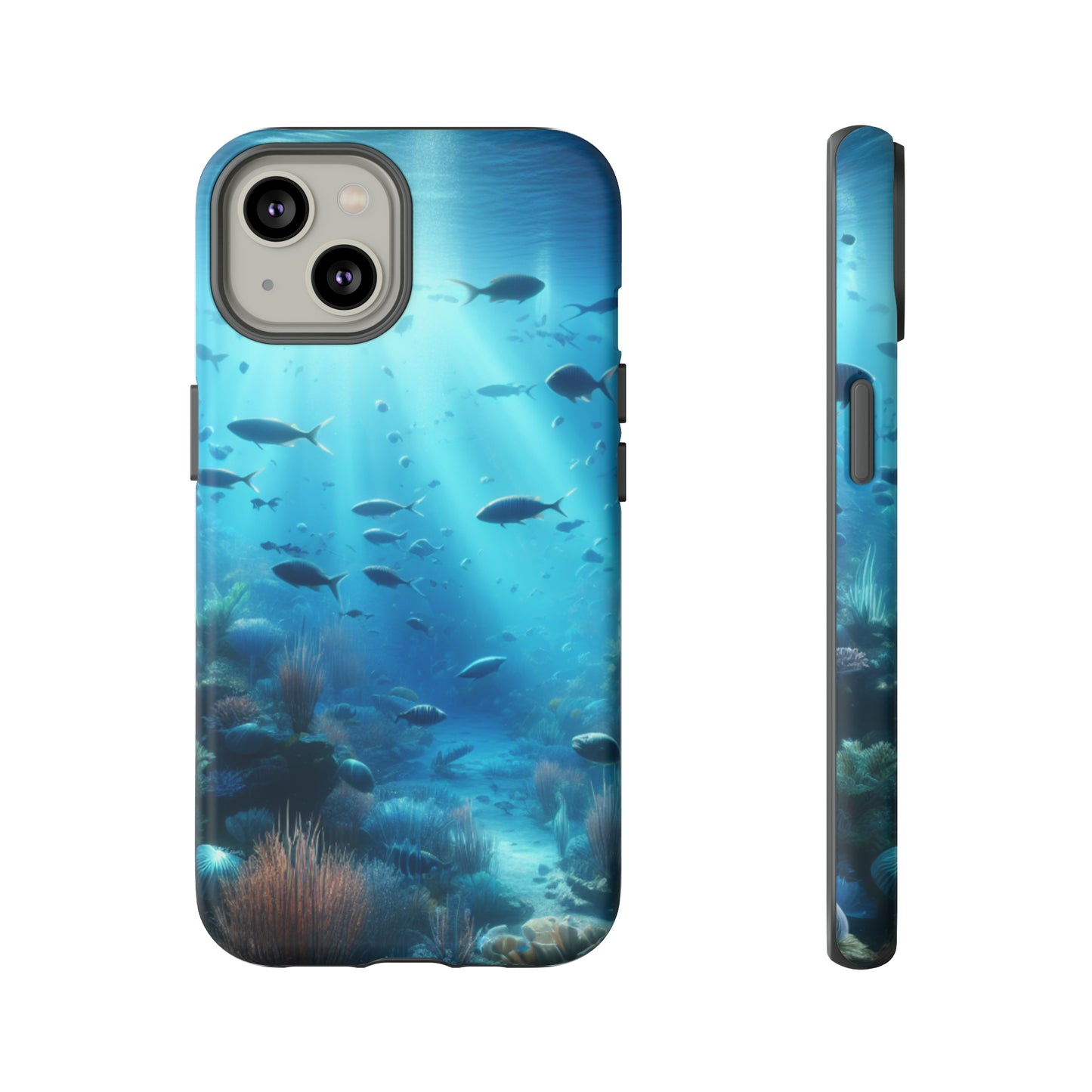 Fish swimming in an ocean Tough phone Cases. Ideal for marine lovers, mom, day, grandparents, birthdays